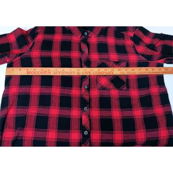 Woolrich Womens XXL Flannel Shirt Red Black Plaid Button Down Long Sleeve Work - Picture 7 of 11